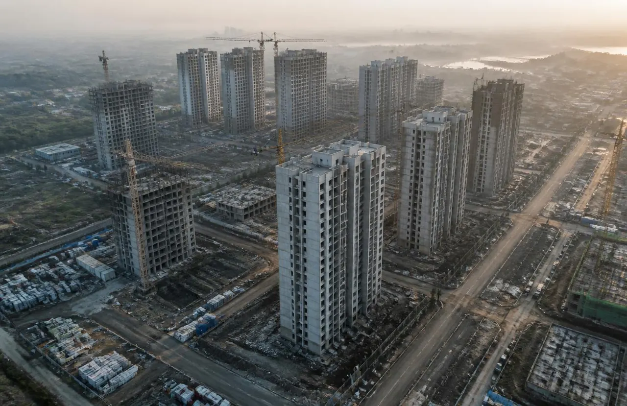 Representative image of a residential township under construction with high-rise towers and internal roads